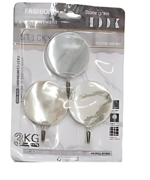 Plastic Adhesive Hooks (Set Of 3 Upto 3 Kg)